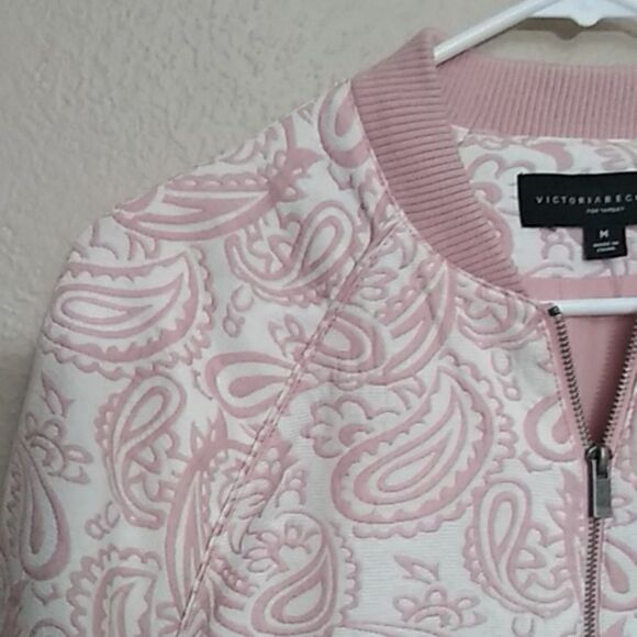 Bomber Pink, Victoria Beckham Lined Blush Paisley Bomber Jacket M - Picture 2 of 8